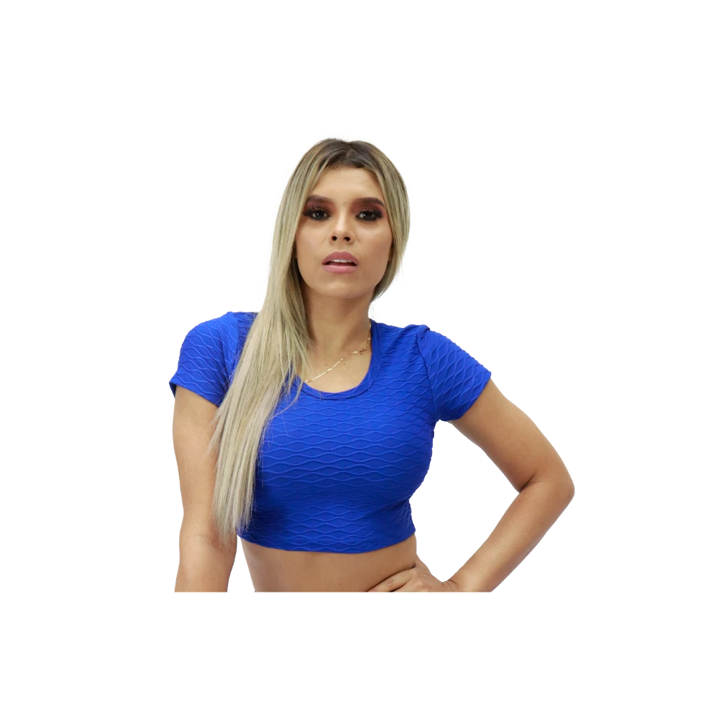 Crop top texturizado con mangas