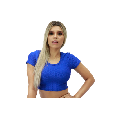 Crop top texturizado con mangas