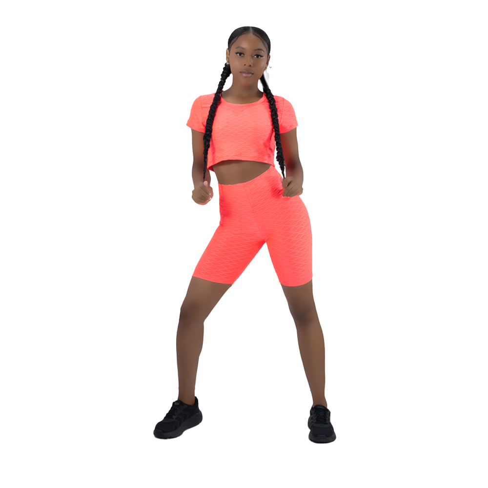Set Texturizado Crop Top + Biker con...