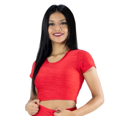 Crop top texturizado con mangas