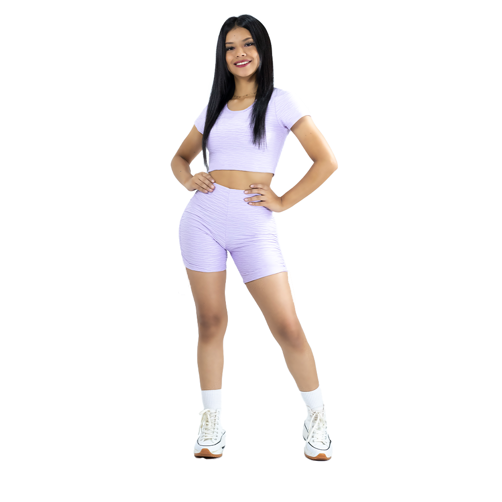 Set Texturizado Crop Top + Biker con...