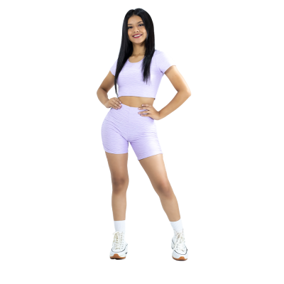 Set Texturizado Crop Top + Biker con Push up