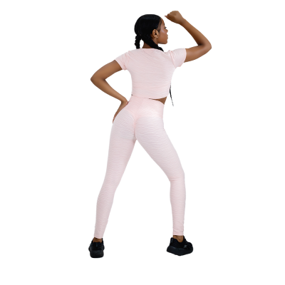 Leggin Texturizado Control de Abdomen Con Push Up + Crop Top