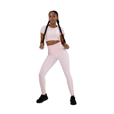 Leggin Texturizado Control de Abdomen Con Push Up + Crop Top