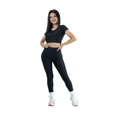 Leggin Texturizado Control de Abdomen Con Push Up + Crop Top