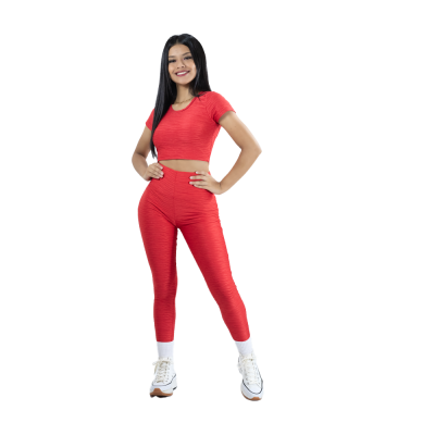 Leggin Texturizado Control de Abdomen Con Push Up + Crop Top