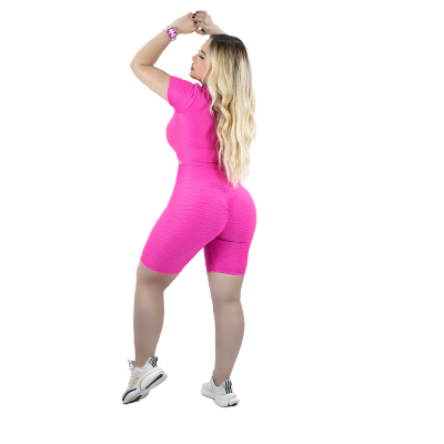 Set Texturizado Crop Top + Biker con Push up